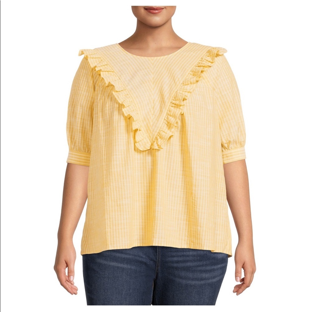 Plus Size Ruffle Woven Blouse
